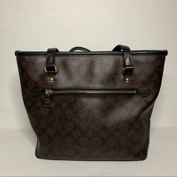 COACH Brown and Black Leather Shoulder Bag Purse - Picture 3 of 10